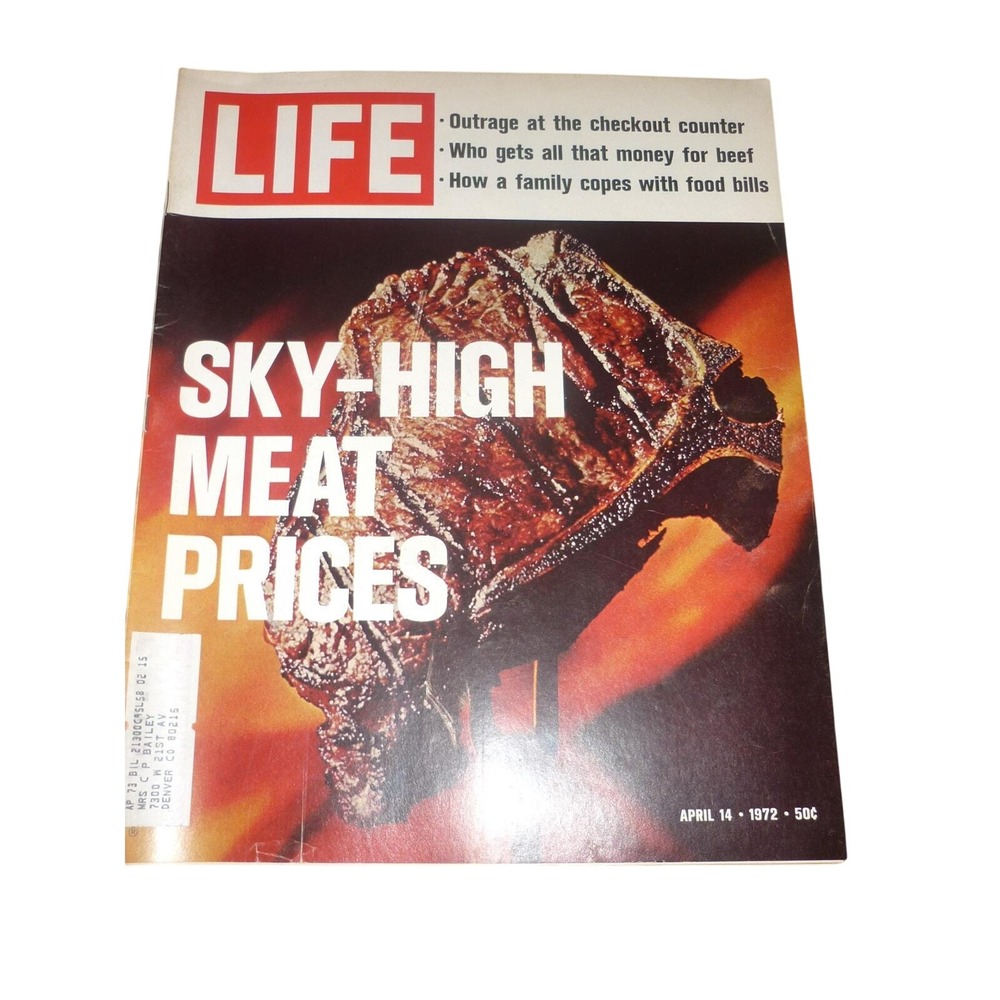 Vintage LIFE Magazine April 14 1972 Sky-High Meat Prices Dodge Chrysler Ads